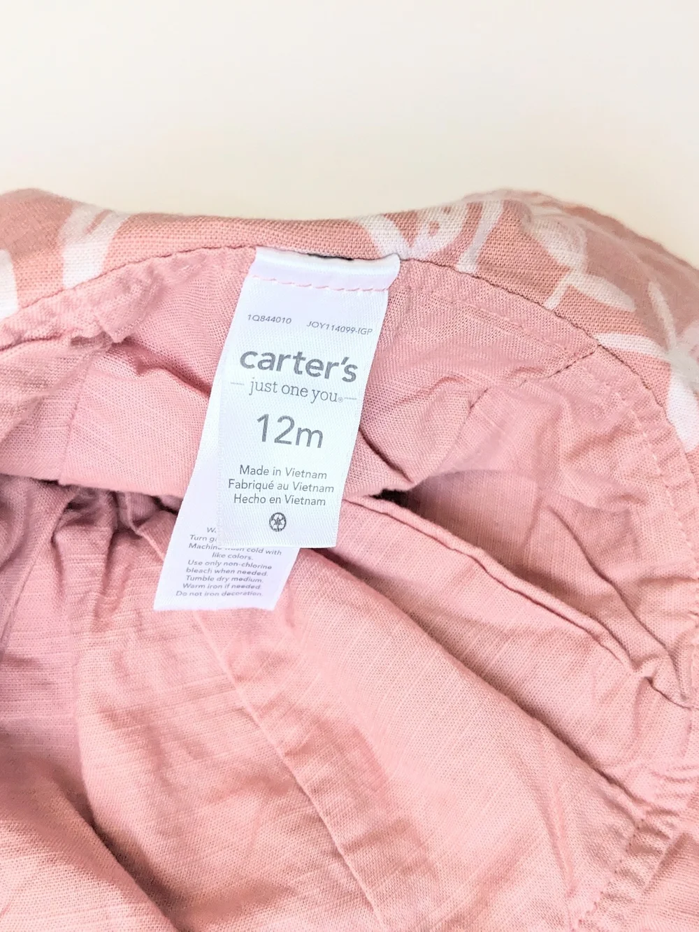 Carter's Pink Floral Bucket Sun Hat with Chin Strap